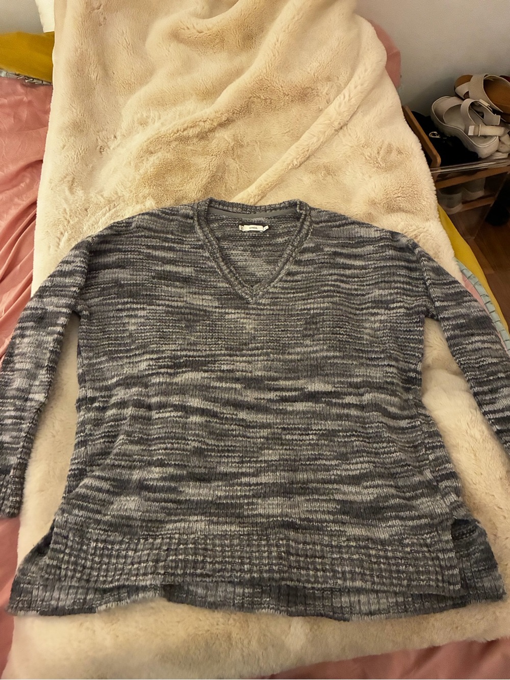 Vince Gray Marled V-Neck Women's Sweater